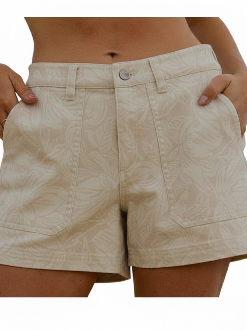 Free Fly Apparel Cream High-Waist Leaf-Print Shorts